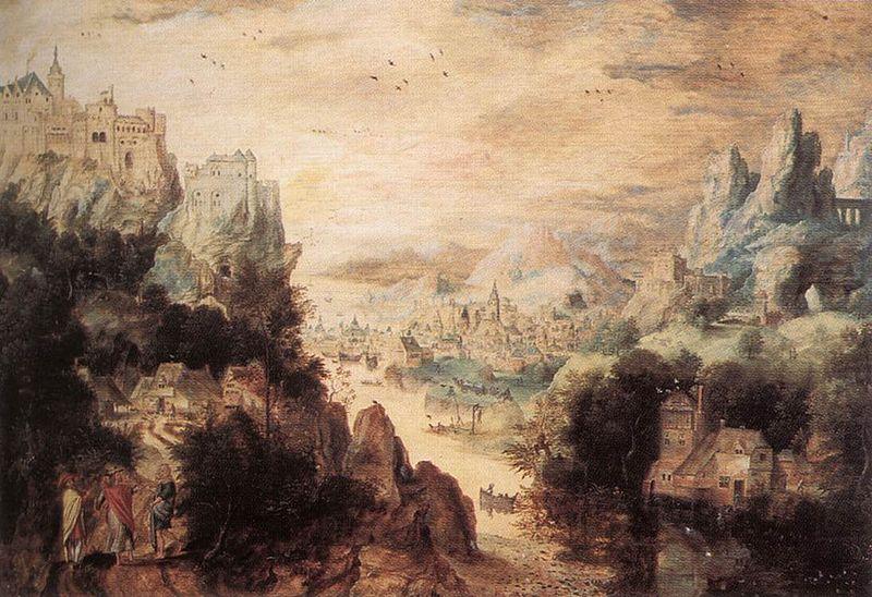 Herri met de Bles Landscape with Christ and the Men of Emmaus china oil painting image